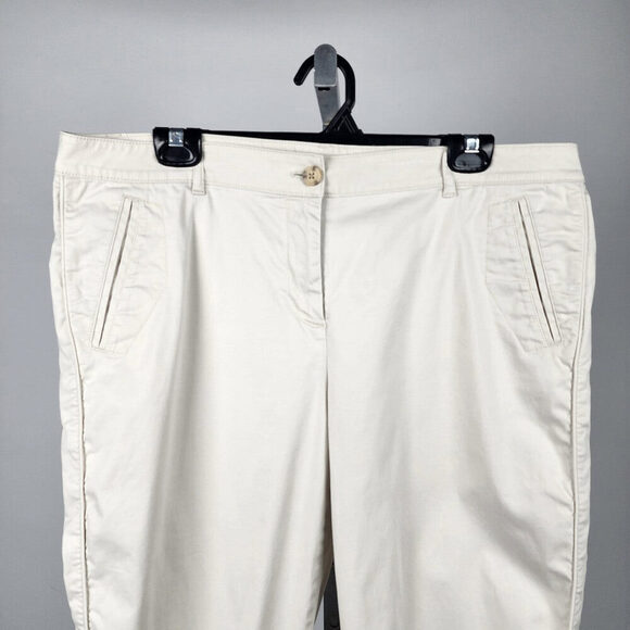 J. Jill Live-in Chino Cream Cotton Blend Straight Leg Pants Size 16 - Picture 2 of 10